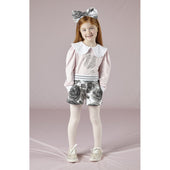 A'Dee Girls Pink Rose Print Top and Short Set